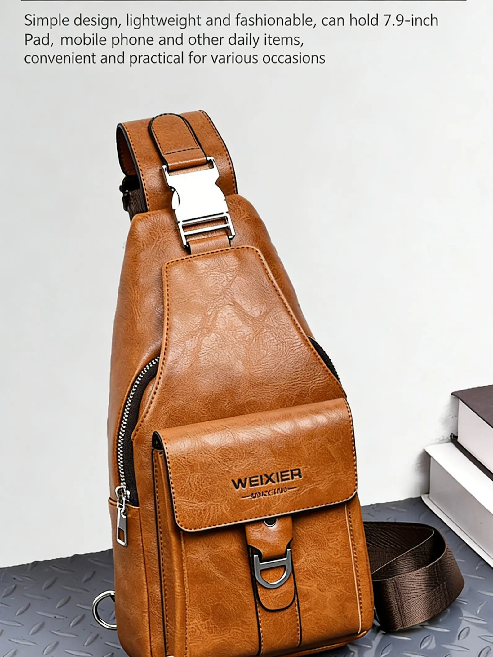 Leather Sling Backpack Crossbody Bag Multi-Pocket Chest Bag Shoulder Bag 129hh6.jpg?v=1684244464&width=1445 main image 3