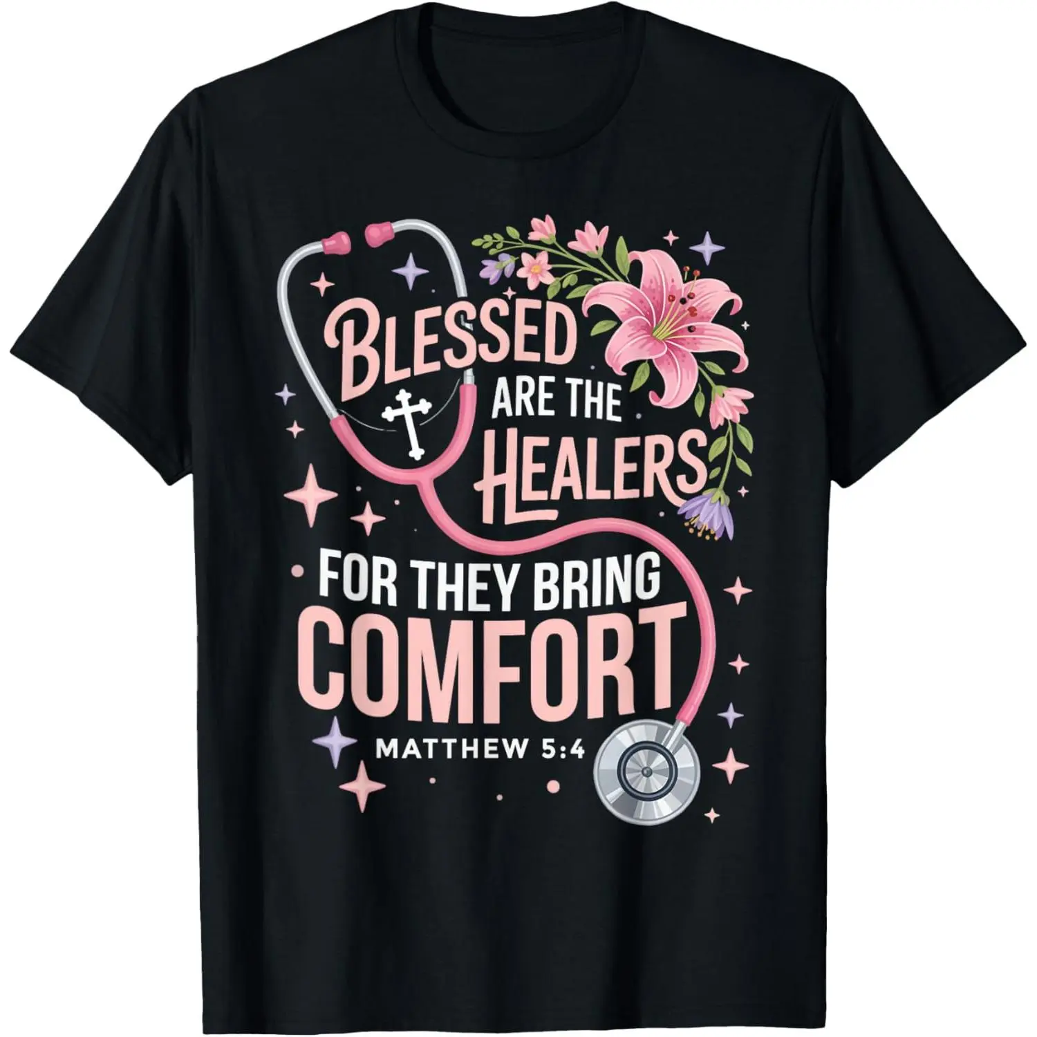 Women's Short-Sleeve Graphic T-Shirt - Blessed are The Healers, Jesus Faith God, CNA Christian Nurse, Everyday Streetwear, Shortsleeve, Tshirt, Vintage