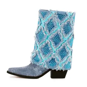 Gram Glam Boot with Aquamarine Diamonds