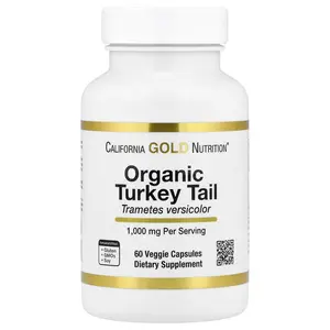 California Gold Nutrition Organic Turkey Tail Mushroom, 60 Veggie Capsules (0.5 g per Capsule)