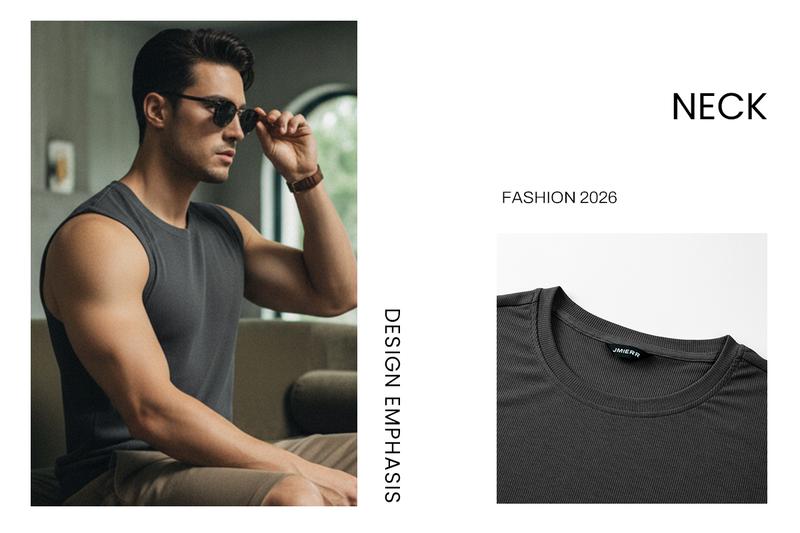 JMIERR Men's Ribbed Tank Tops Knit Sleeveless Workout T Shirt Muscle Gym Fitness Tee