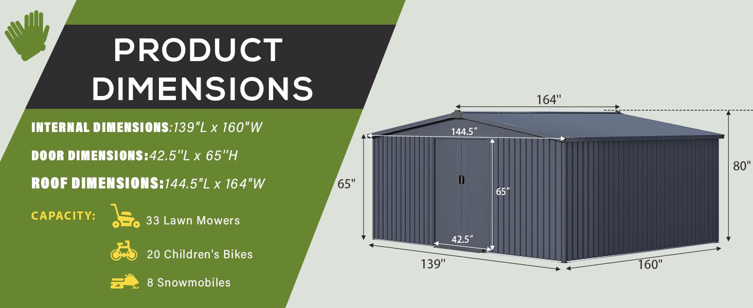 【3 Package shipping】YODOLLA 12' x 14' Outdoor Storage Shed - Large Metal Tool Shed for Backyard Organization & Clearance Sale - Modern Organizer