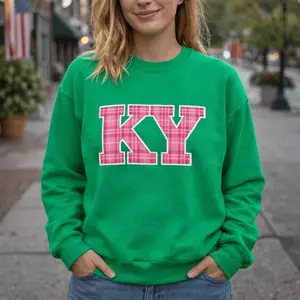 Kentucky Plaid Sweatshirt | Pink Tartan KY Design | Unisex Cozy Fit