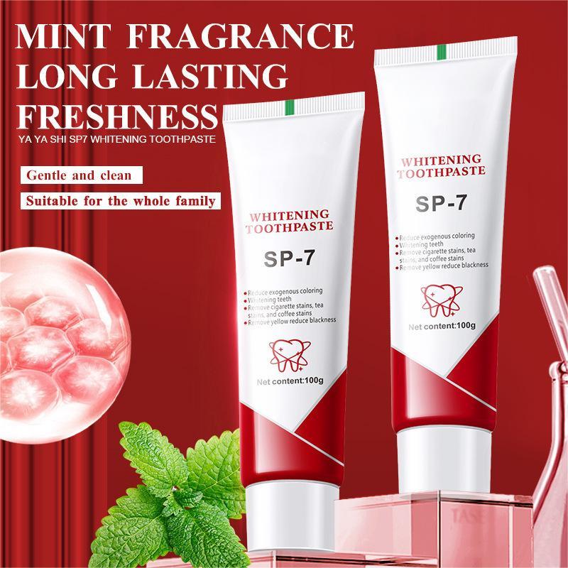 SP-7 Whitening Toothpaste 2pcs with Active Probiotics 100g Each Helps Fight Stains Maintain Whiteness for Oral Hygiene