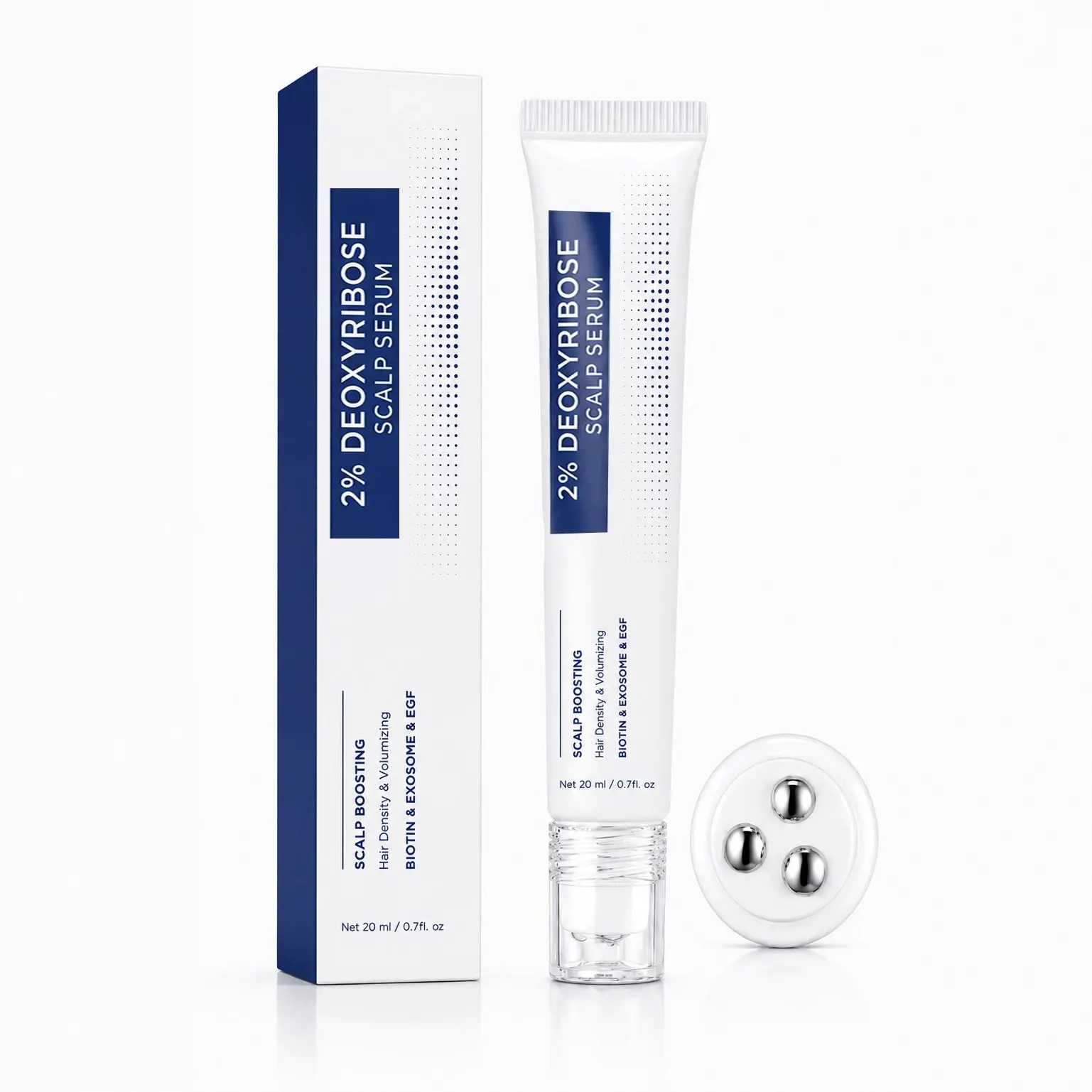Hair Density Boost Serum 2% Deoxyribose Scalp Treatment with 3 Roller Ball Applicator, Biotin & EGF Repair Thinning Hair, Volumizing Anti Hair Loss Scalp Serum for Men Women