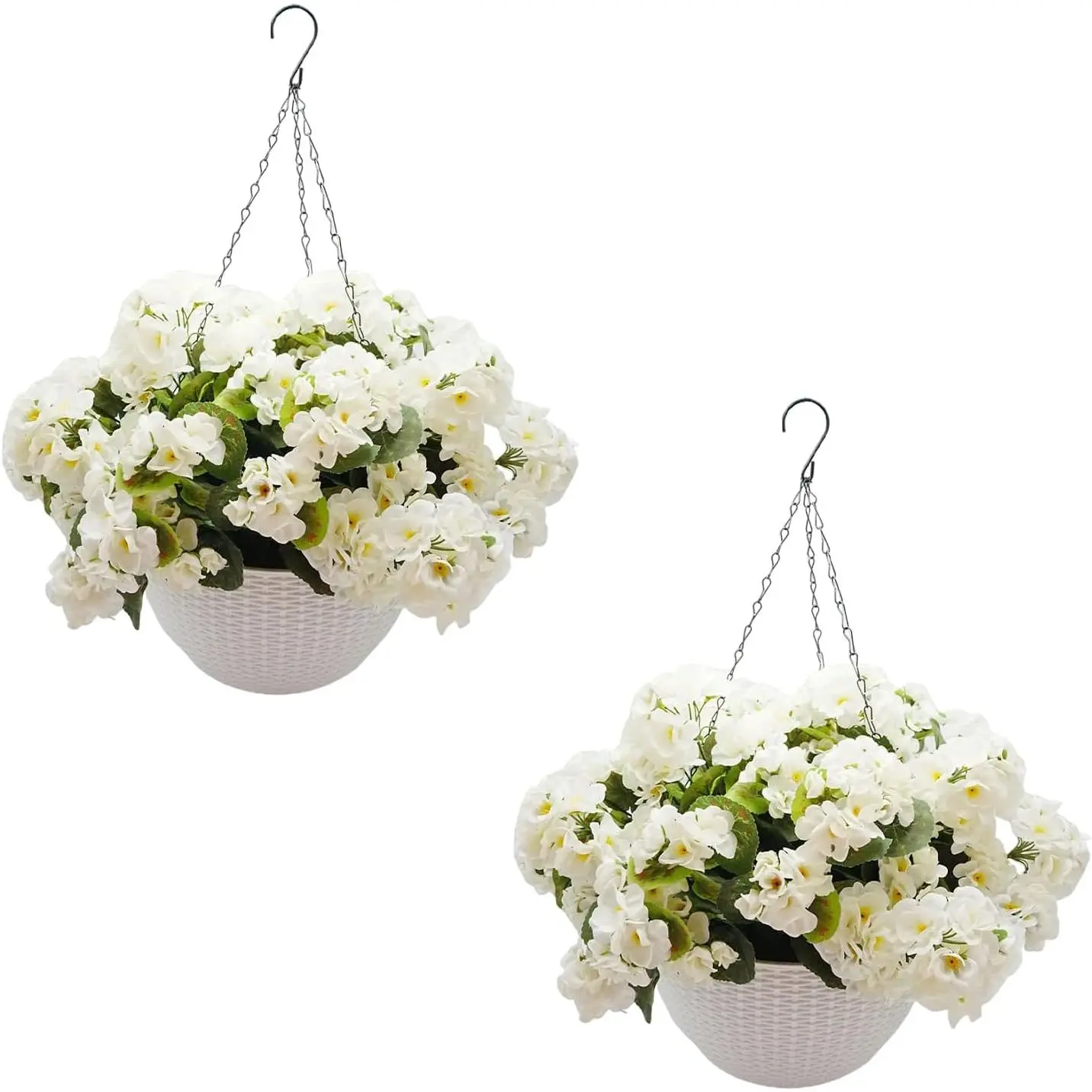 2Pcs Modern Durable Plastic Artificial Hanging Flower Baskets - Lifelike Faux Floral Arrangement, Easy Maintenance All-Year Decor for Indoor Home Furniture & Outdoor Garden Accessories