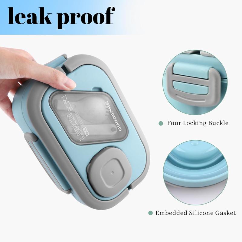 Adult Bento Lunch Box Set with Thermo Bag - Modern Minimalist Design, Leak-Proof Lunchbox with Built-in Utensil & Sauce Container, Soup Cup for Work & Dining Out