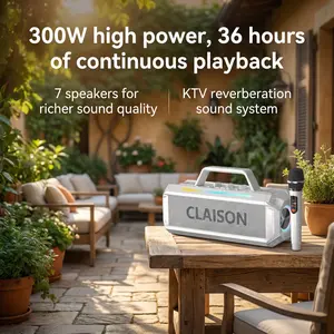 CLAISON Multifunctional singing speaker, microphone, wireless Bluetooth, with LED lights.