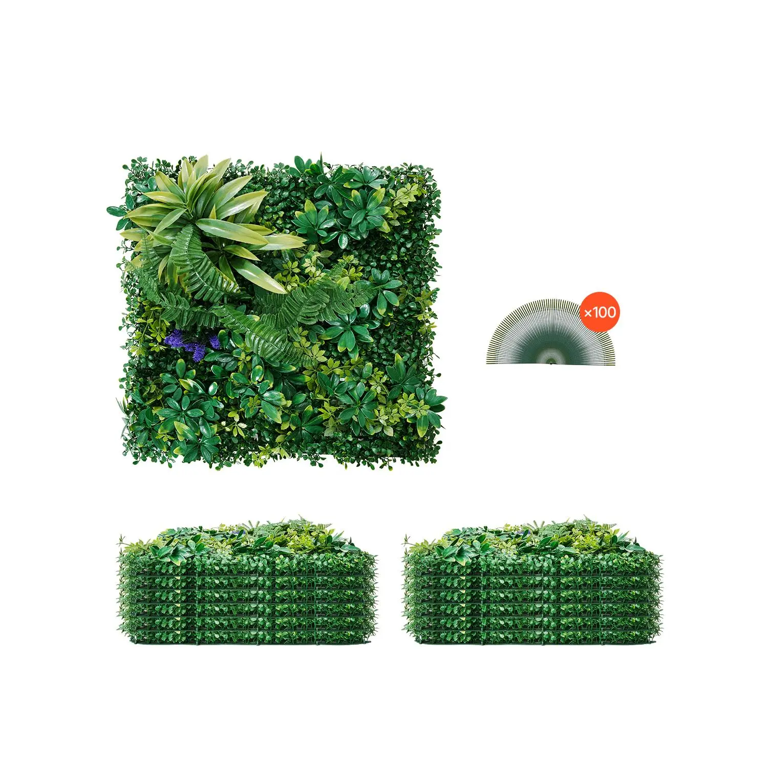 【FathersDayGift】VEVOR Artificial Grass Wall Panels,  , 12 PCS 20 x 20 inch, 3D Combination Greenery Boxwood  Panel for Indoor Outdoor Green Decor & Ivy Fence Covering, Privacy Backdrop Wall Hedge Screen for Garden