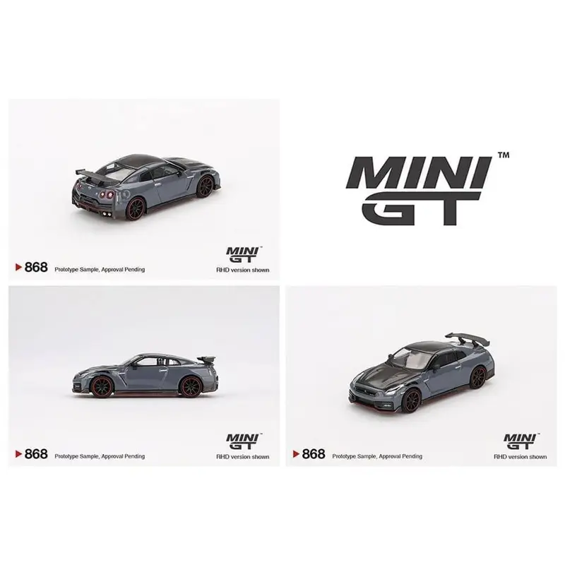 Mini GT #868 2024 Nissan GT-R Nismo (R35) Stealth Gray with Carbon Hood and Top Limited Edition