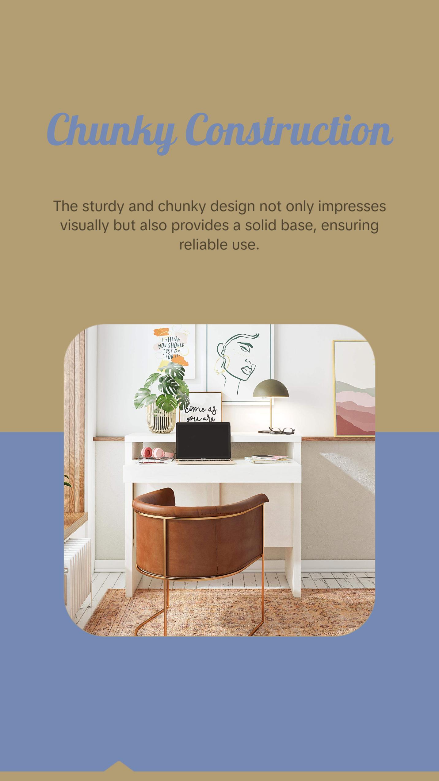 Neely Slide Out Desk by Mr. Kate - Textured White Plaster and Natural Wood Tones - Multipurpose Slide-Out Desktop and Hidden Storage