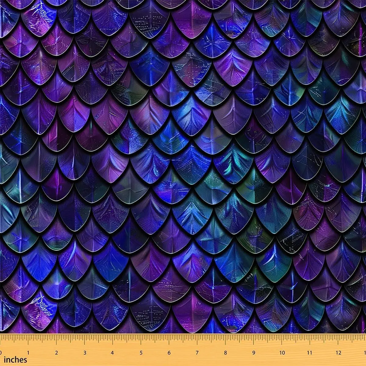 Feelyou Polyester Purple-Blue Dragon Scales Upholstery Fabric by the Yard - Mystical Waterproof Indoor-Outdoor Fabric with Ancient Sealife Ombre Design for Home Room Decor