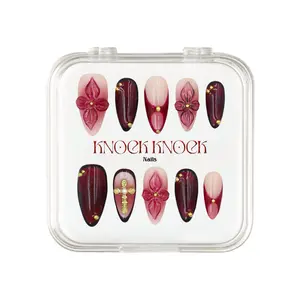KNOCK.KNOCK NAILS 2026 | Maria ｜10PCS 100% Handmade Press-on Nails |Reusable, Salon-quality, Long-Lasting,Glossy design Acrylic Gel System