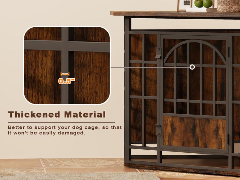 【HolidayHaul】COZPAW 52 Inch Corner Dog Crate Furniture,Wooden Dog Kennel Indoor Furniture End Table,Modern Dog Cage Decorative Pet House TV Stand for Large Medium Dogs,Vintage Brown
