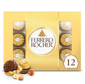 Gourmet Hazelnut Milk Chocolate Valentine's Day Gift Box, 12 Individually Wrapped Chocolates for Gifting, 5.3 oz