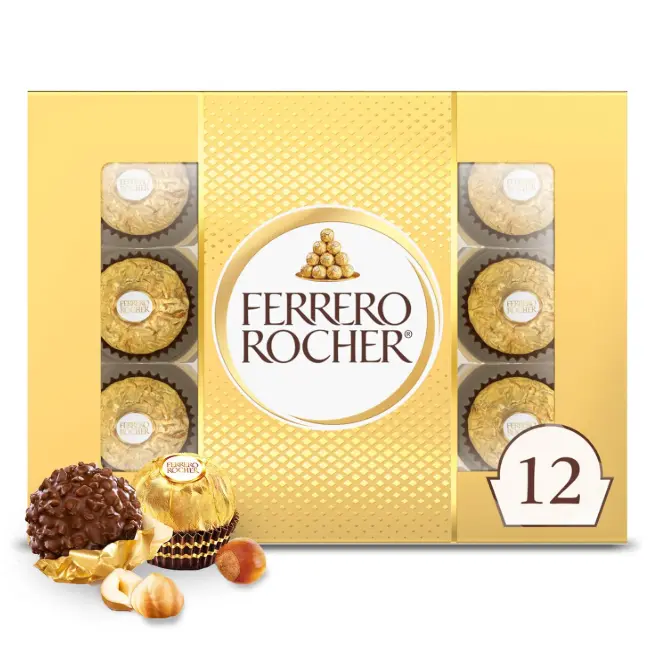 Gourmet Hazelnut Milk Chocolate Valentine's Day Gift Box, 12 Individually Wrapped Chocolates for Gifting, 5.3 oz