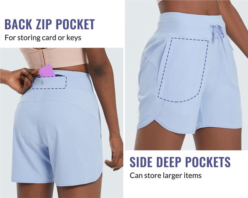 baleaf 2025 Women's  5''/7'' Athletic Long Running Shorts with Zipper Pocket High Waistband Quick Dry Bermuda Shorts for Gym Hiking and Workout