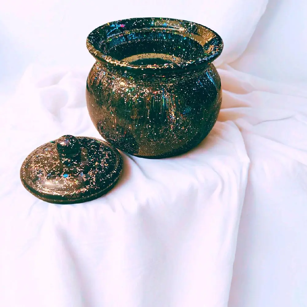 Black Glitter Jar with Lid