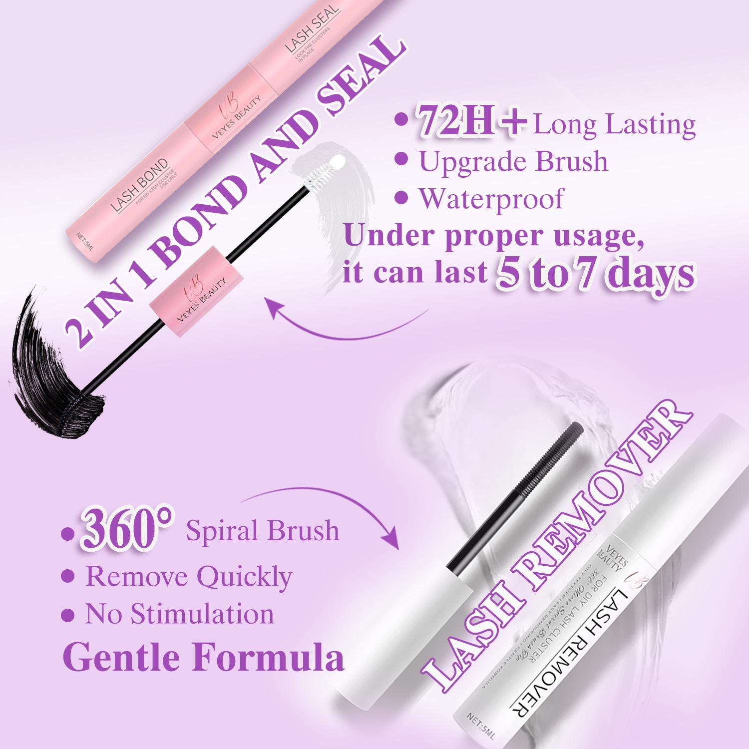 VEYESBEAUTY Manga Lashes Invisible Dramatic Volume Cluster Lashes Individual Lash Extensions Layered Fluffy Eyelashes Lash DIY Makeup- Salon Daily