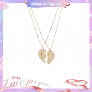 [Valentine's Day Gift]New splicing love couple necklace two halves love pendant stacked collarbone chain