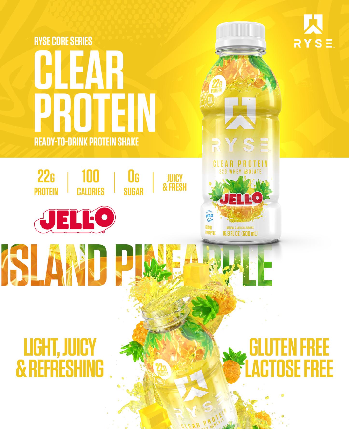 RYSE Clear Protein Shake - Pack of 12 - Whey Isolate 22g Protein, 100 Calories, Sugar-Free, Refreshing Ready-To-Drink Beverage - 16.9 fl oz RYSE Clear Protein Shake - Pack of 12 - Whey Isolate 22g Protein, 100 Calories, Sugar-Free, Refreshing Ready-To-Drink Beverage - 16.9 fl oz