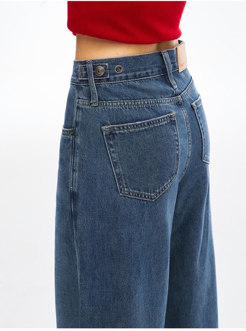 Nextrys AdaptHer Women's High-Rise Wide Straight Leg Baggy Jeans with Snap-Button Waistband Y2K Lightweight Tummy Control Casual Everyday Style Denim Basic Minimalist Maxi