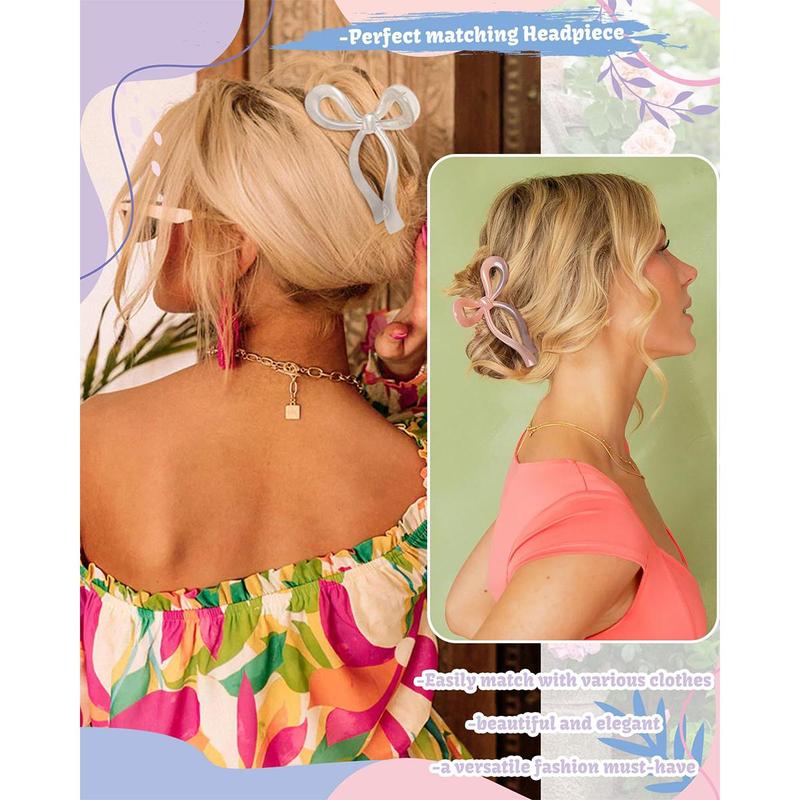 4-Piece Suit Bow Hair Clips Claw Clip for Women Girls Nonslip Large Hair Claw Clips for Thin and Thick Hair