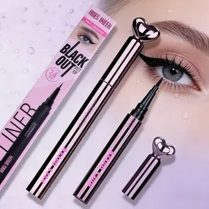 Black Liquid  with Spiral Fine Tip, Smooth Waterproof Smudge-Proof Quick Dry Makeup ,  High Pigment, Heart Cap Design, Gift for Women, Valentine’s Day & Christmas marker makeup   stamp Natural Individual   Luxury Pencil Set Eyeliner eyeliner and kajal