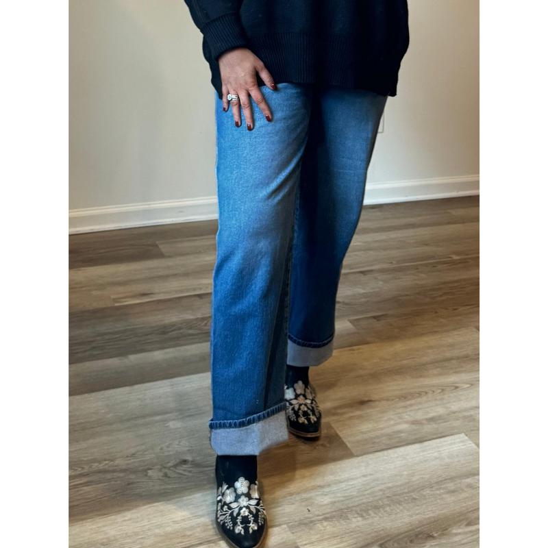 Kancan- Cuffed High Rise Straight Pant