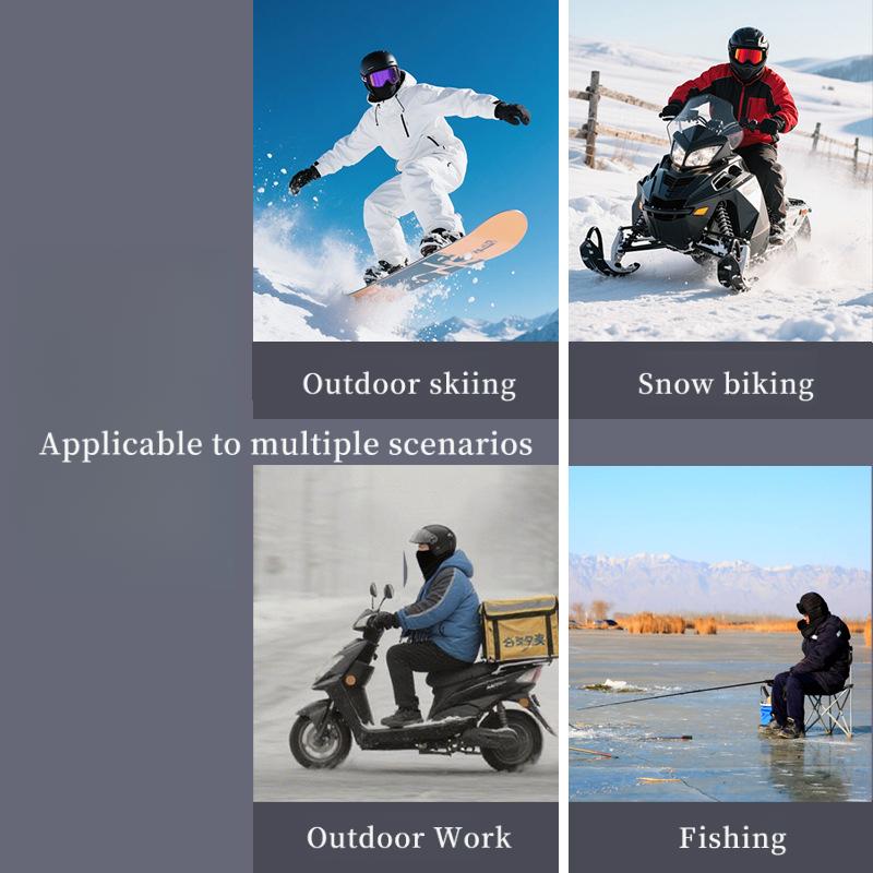 Multifunctional Outdoor Winter Warm Hat with Integrated Neck Strap Cycling Face Mask Sports Ski Headgear Windproof Fleece-Lined Balaclava for Cold Weather Activities