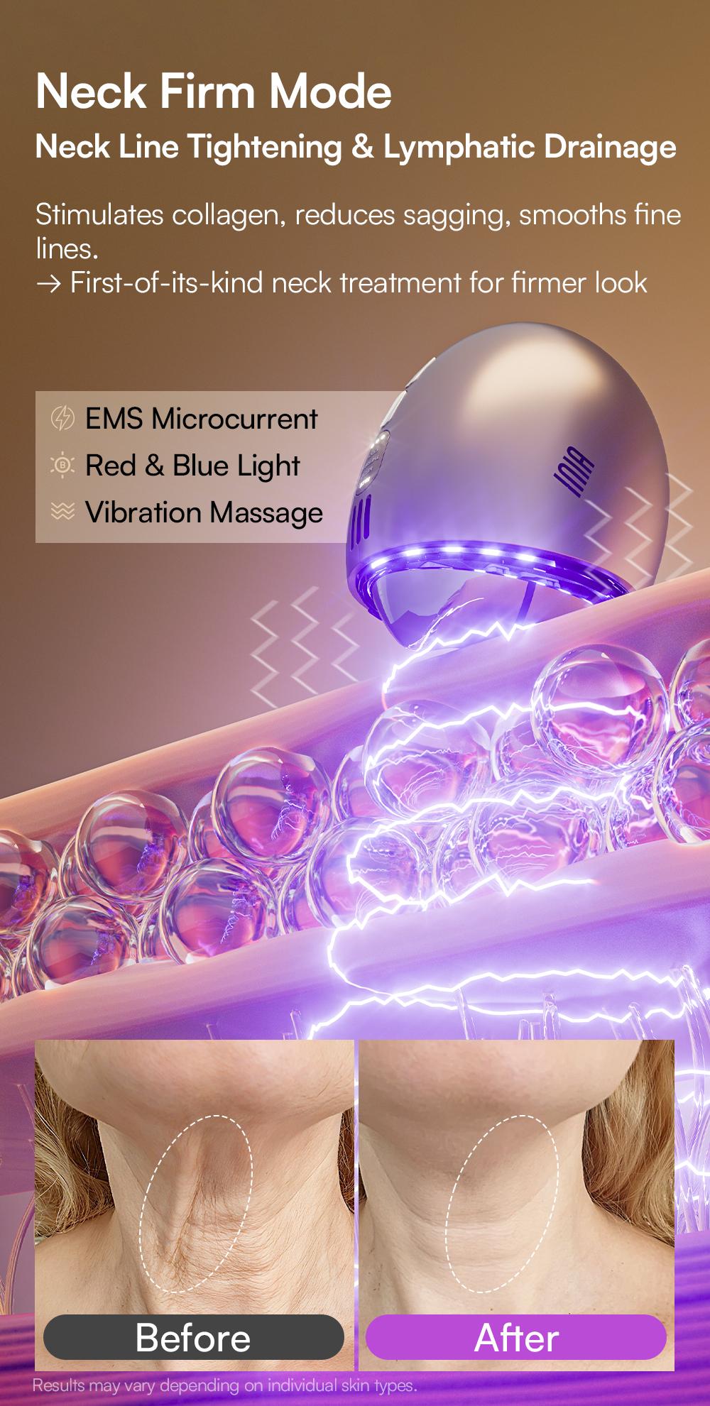 INIA GLACE & FLARE Bundle – All-in-1 Face & Neck Sculpting Beauty Device for Lymphatic Drainage with Microcurrent Lifting, Lift, Tighten, De-Puff, Serum Infusion, Red & Blue Light, Thermal & Cryo Therapy, Buy 1 Get 4, Ideal Gift Set