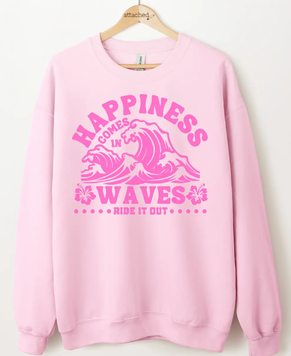 Happiness Comes In Waves Color On Color Graphic Top Happiness Comes In Waves Color On Color Graphic Top