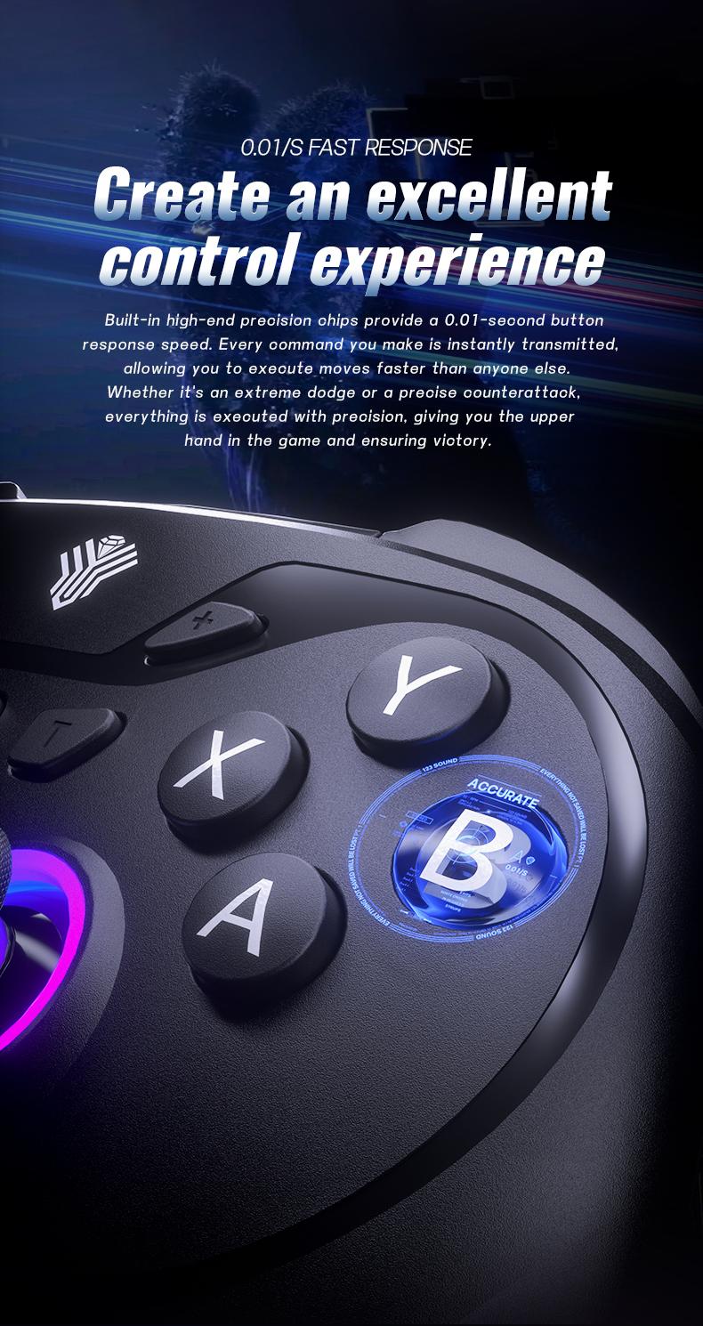 YUYIU Wind Chaser 2 Wireless Anti-Stick Drift Controller  Hall Effect Joystick, Linear Triggers, 6-Axis Gyro, Dual Vibration, Macro Back Buttons, & Replaceable D-Pad for Switch, PC, Steam, Android | 1000Hz Polling, RGB, 1000mAh