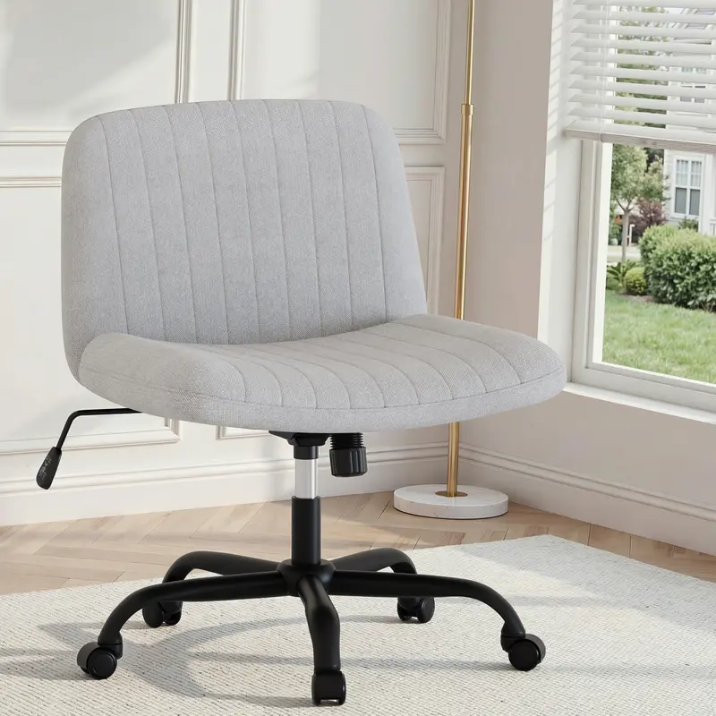 Walsunny Criss Cross Chair, Armless Legged Modern Relax Chair with Fabric Padded Seat, Swivel Height Adjustable computer vanity chair for Home Office