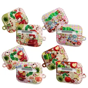 Hungry Caterpillar AirPods Case Set, apples ladybugs clovers buttons plaid bugs flowers “LOVE YOU” collage vibes, baddie aesthetic gift play now, AirPods Pro 2 1 Gen 3 2 1