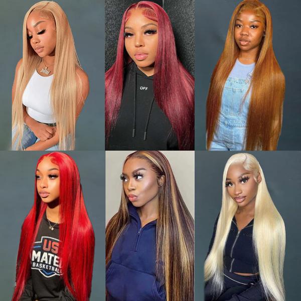 Hot Star 613 Blonde and Neon Red Straight and Body Wave HD Transparent 13x6 Lace Front Human Hair Wigs for Women Glueless Brazilian Lace Frontal PrePlucked Wig TikTokShopBlackFriday