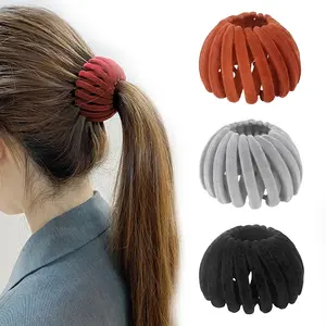 3 Pcs Women's Velvet Surface Expandable Bird Nest Magic Hair Clip Ponytail Holder Hair Accessory Lazy Bun Fixing Pinned Up Hair Styler