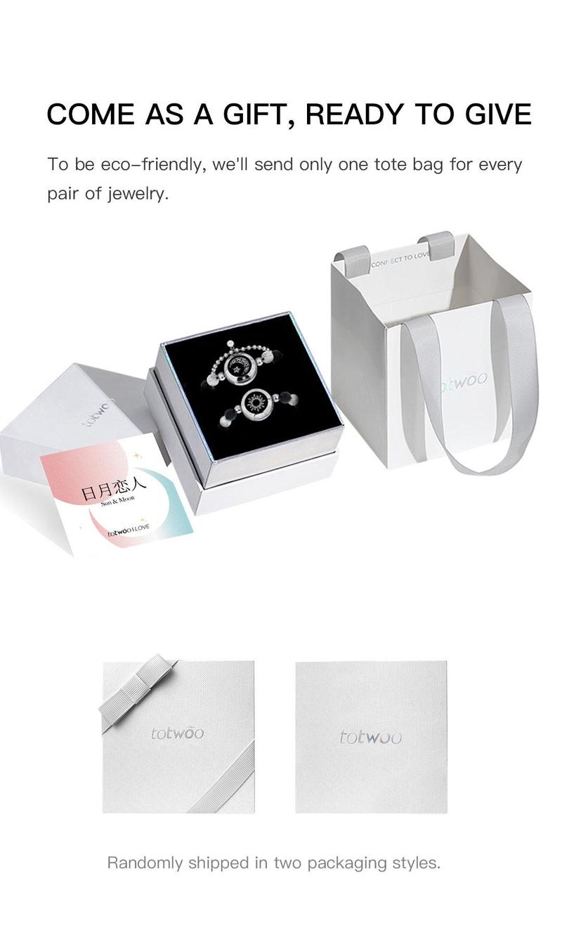 【creative gifts】totwoo Sun&Moon Long Distance Touch Bracelets with Matching Beads Functional Love Connect Gift For Boyfriend or Girlfriend or your Family