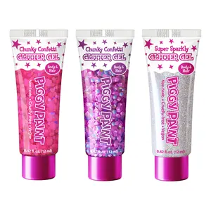 Piggy Paint Sparkle Squad Glitter Gel 3-Pack - Neon Pink, Purple, & White - Non-Toxic, Cruelty-Free, Vegan - Perfect for Parties & Playtime - Mess-Free Application - Long-Lasting Formula