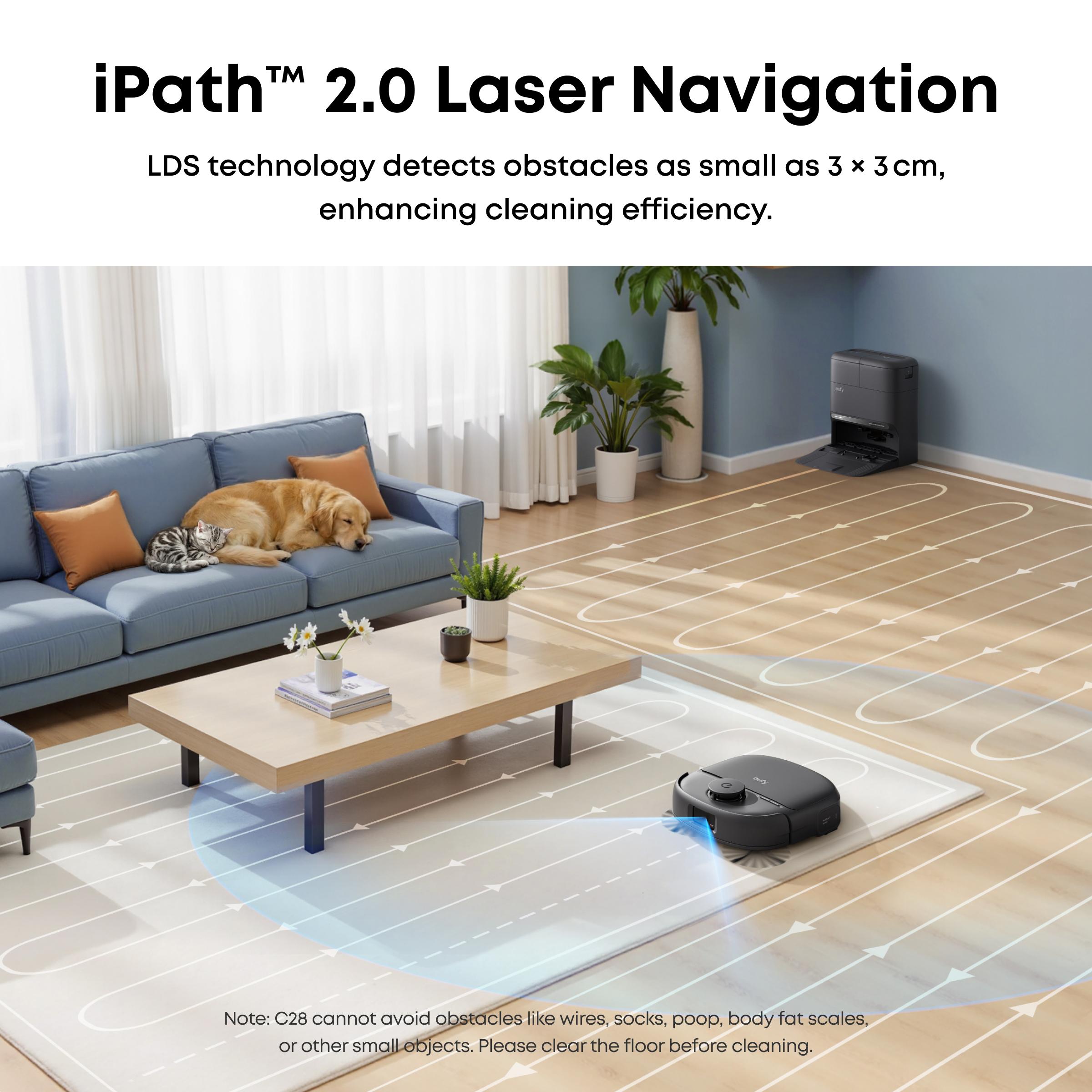 【Upgrade C20】eufy C28 Robot Vacuum and Mop Combo, HydroJet Self-Cleaning Roller Mop, DuoSpiral Detangle Brush, 15,000 Pa Turbo High Suction, 5-in-1 Robot Vacuum and AI Obstacle Avoidance