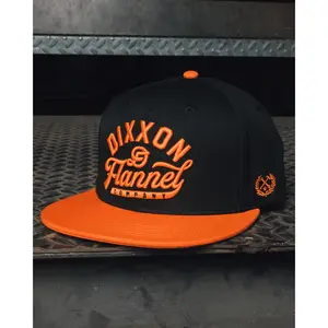Orange Pastime Flat Bill Snapback - Black