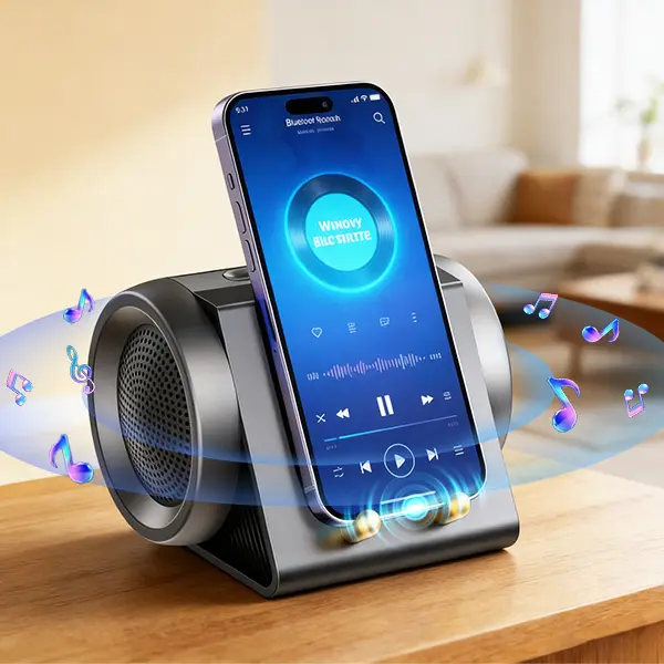 Wireless Bluetooth Induction Speaker Stand - Compact Portable Audio Amplifier, 2-in-1 Desktop Holder for Smartphone/Tablet, Resonance Sound Tech, Cool Gadgets Unique Gifts for Man for Home Office, Portable Speakers