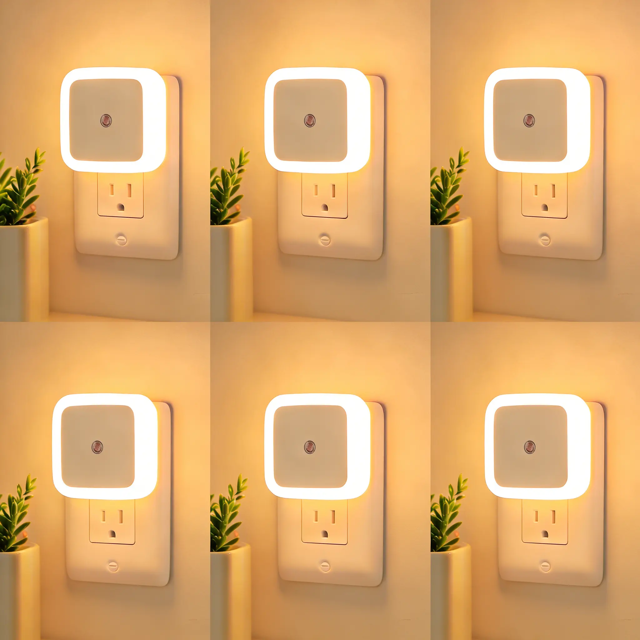 6-Pack Ultra-Energy-Saving Smart LED Night Lights, Auto Dusk-to-Dawn Warm Plug-in, Nursery-Friendly Home Accessory for Bedroom, Kitchen, Room Decor, House Decor, Simple Setup for Home Safety