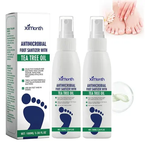 (3 Bottles) Ximonth Tea Tree Oil Foot Spray - Anti-Bacterial Hydrating Sanitizer, Natural Moisturizer for Dry Sensitive & Normal Skin, Odor Destroyer, Shoe Odor Remover, Soft Foot Treatment (24 Months Shelf Life)