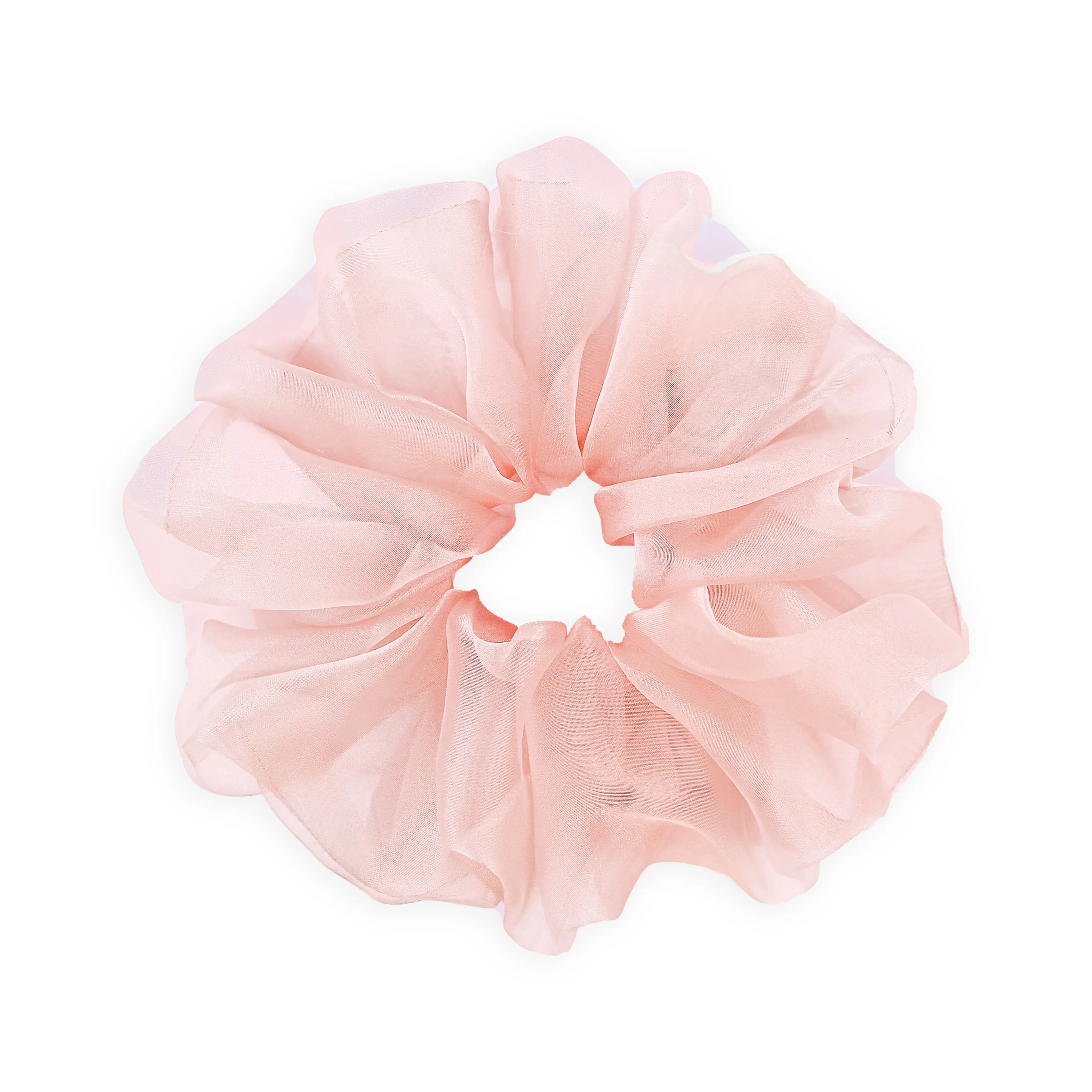 Blush Pink Organza Scrunchie – Oversized 6" Sheer Hair Tie for Women | Voluminous Ponytail & Bun Accessory