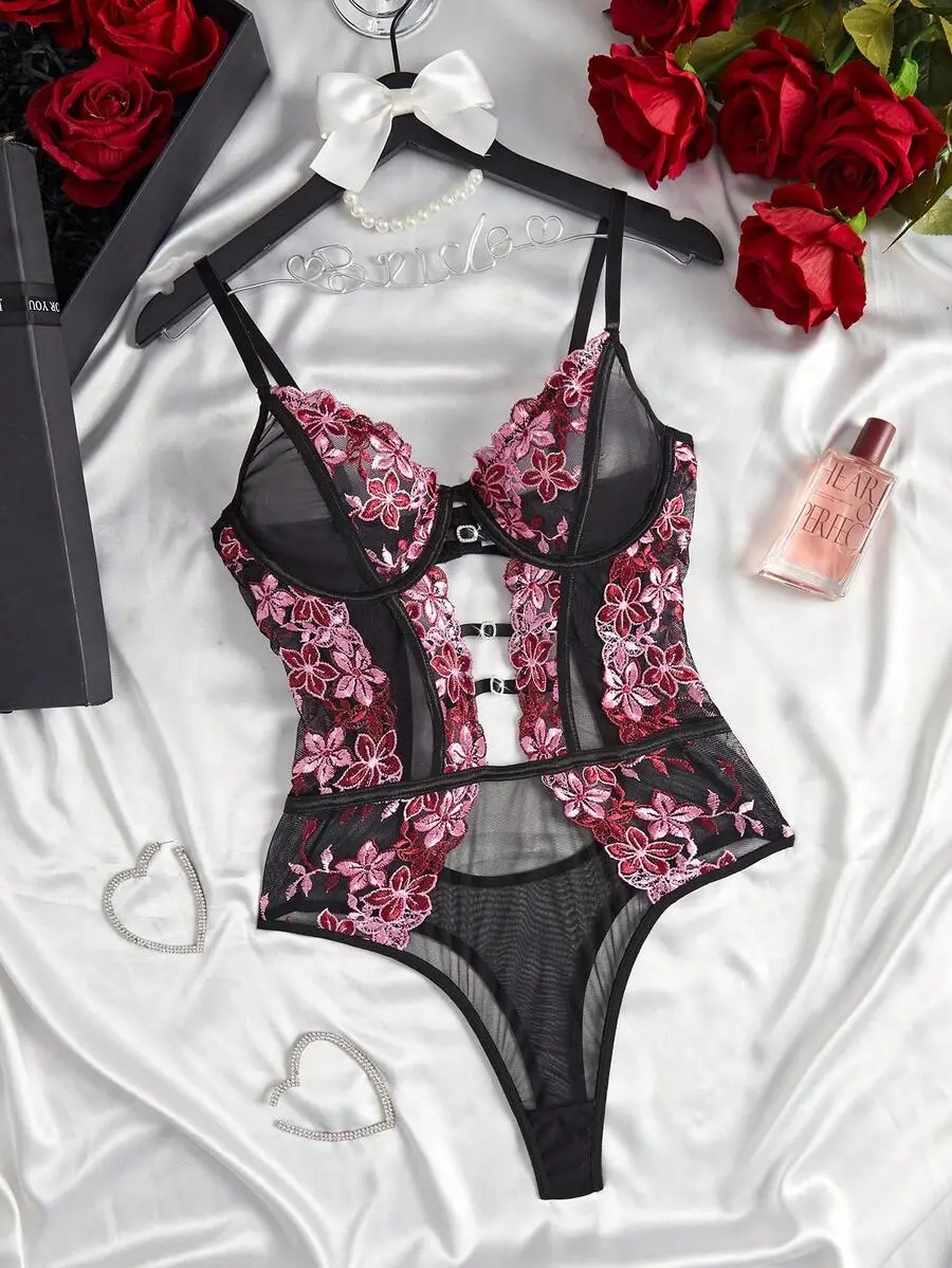 SHEIN 1pc Women's Sexy Lingerie Floral Embroidery Mesh Bodysuit - TikTok Shop SHEIN 1pc Women's Sexy Lingerie Floral Embroidery Mesh Bodysuit - TikTok Shop