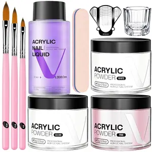 Acrylic Nail Kit for Beginners Professional Acrylic Nail Set with Clear,  Powder and Liquid, Nail Brushes, DIY Acrylic Nails Starter Kit for Home Salon Manicure