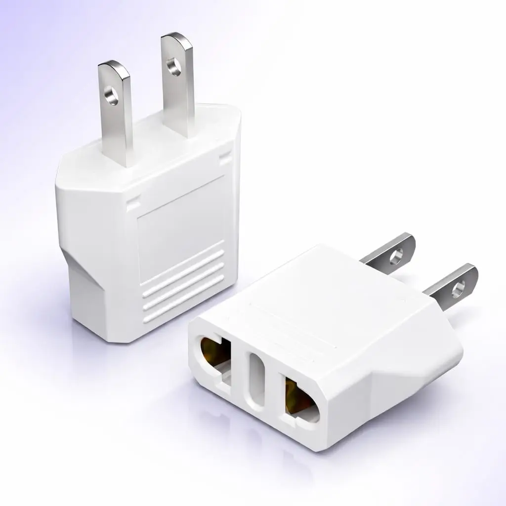 Unidapt 2-Pack EU to US Plug Adapter, 220V to 110V Pin Converter, Travel Accessory for American, Canada, Mexico Electrical Sockets (Type A)