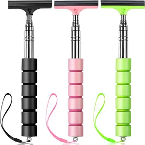 3PCS Retractable Car Side Mirror Squeegee – Portable Rearview Mirror Wiper Cleaning Tool for Rain & Fog, Universal Car Accessory (Black/Pink/Green)