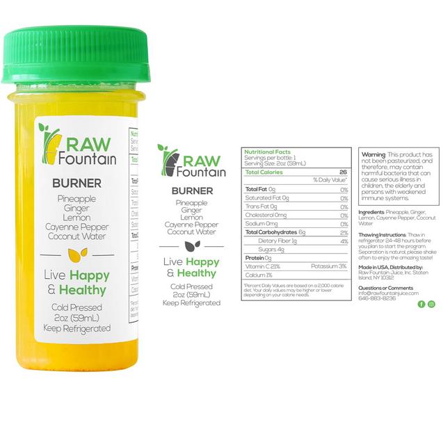 20 Burner Immunity Shots w/Ginger, Lemon, Cayenne Pepper, Pineapple 2fl Oz, Packed w/Vitamin C, Cold Pressed, Boosts Immunity, All Natural